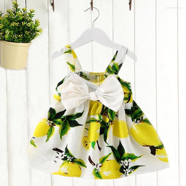 Fille Robes Marque Enfants Robe D'été Manches Robe D'été Motif De Citron Bébé Filles Mode Enfants Vêtements Cadeaux De Noël