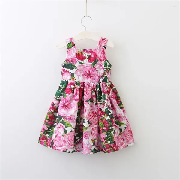 Vestidos para niñas CA1156 2023, vestido de princesa para niñas con estampado completo, espalda con fugas, venta al por mayor de ropa para niños en Europa y América