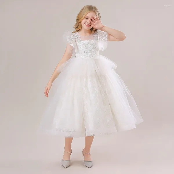 Robes de fille manches de capuche blanches adolescents pour enfants