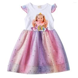 Robes de fille dessin animé diana anniversaire kleid bébé filles manches courtes enfants décontractés belles robes enfants wdding fête princesse vestidos