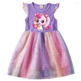 Robes pour filles, robe de princesse pour enfants, t-shirt en maille à paillettes, vêtements de fête de mariage pour enfants