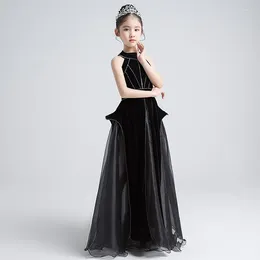 Robes de fille Caustom Made noir enfants filles robe de soirée