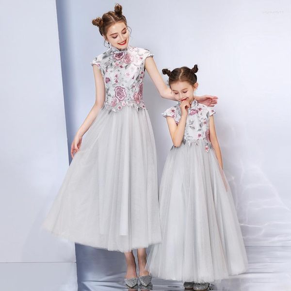 Robes de fille Caustom Made Chinese Style Stand Collar Dress Children Girls Party