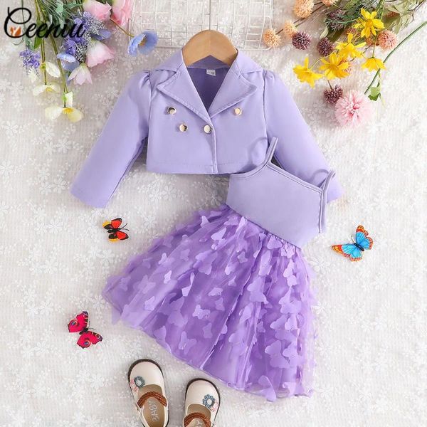 Vestidos de niña Ceeniu, conjunto de fiesta para niñas, conjuntos de chaqueta, chaqueta, abrigo y apliques negros, vestido de mariposa, ropa para bebés y niños