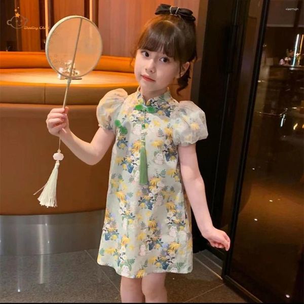 Robes de fille Cheongsam bébé filles jupe été enfants vêtements T-shirt à manches courtes décontracté Qipao enfant costume style chinois robe de conception