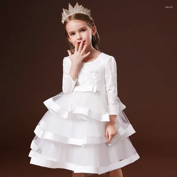 Robes de fille enfant robe de princesse de noël smoking dîner à manches longues paillettes robes de soirée de mariage enfants filles fête d'anniversaire