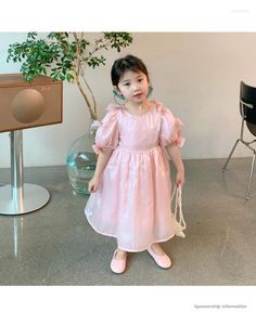 Fille robes enfants arc manches nuage robe 2022 été filles maille coréen enfants vêtements mode élégant