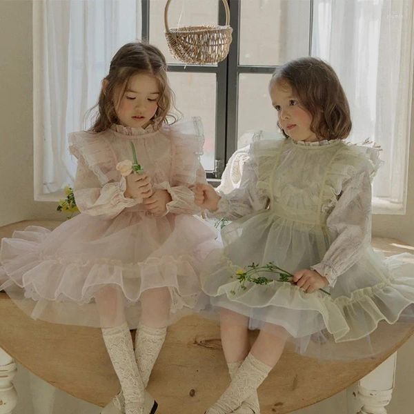 Robes pour filles, vêtements pour enfants, robe princesse de Style coréen, couleur unie, à la mode, doux et décontracté, tablier pour enfants, printemps 2024