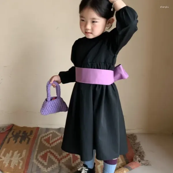 Vestidos de niña Ropa para niños Chicas One Piece Long Dress Big Bow Fashion Spring Autumn Autumn Loose All-Match Sweet Lovely