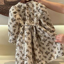 Meisje Jurken Kinderkleding Meisjes Prinses Jurk 2024 Lente Herfst Modieuze Koreaanse Stijl Vintage Bloemen Corduroy