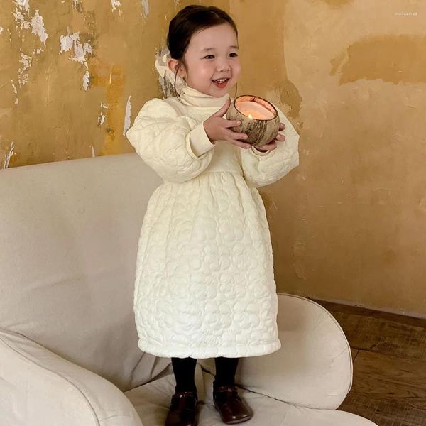 Robes de fille Vêtements pour enfants Manteau décontracté pour enfants 2023 Automne et hiver À la mode Style coréen Princesse Robe matelassée à manches longues