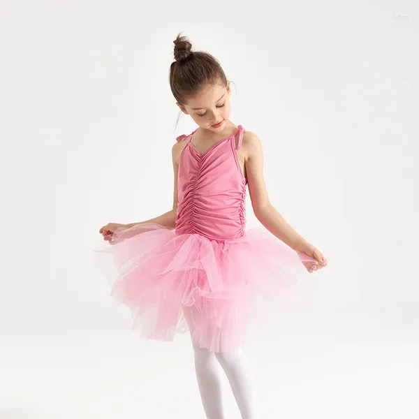 Filles robes enfants filles ballet tutu robe ajusté spaghetti bretelles justaucorps gymnastique gymnastique justaucorps costume de danse de scène