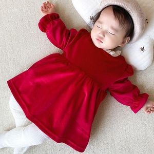 Robes de fille enfants enfants bébé bébé manches longues épaissoir le velours arrière