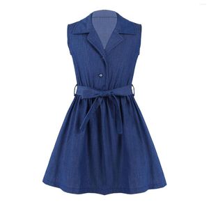 Robe de fille enfants Robe de cowboy denim pour enfants pour adolescents filles vestidos d'été 4 5 6 7 8 9 10 11 12 14 ans 2022