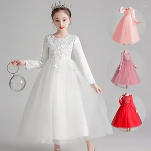 Girl Dresses Children's 2024 Spring en Autumn Girl's Dress Princess Korean Edition Walk Show Puff Wedding Evening Dres Dres