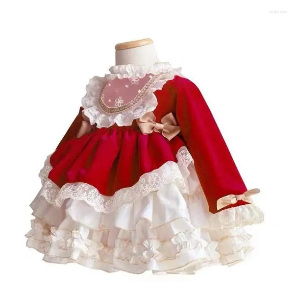 Vestidos de niña, vestido de princesa española de otoño para niños, año de cumpleaños de bebé esponjoso Lolita