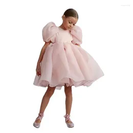 Fille robe pour enfants anniversaire princesse robe bulle manche au milieu de l'enfant dos poncho poncho filles robes