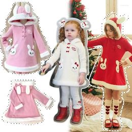 Robes de fille Vêtements de Noël pour enfants Princesse japonaise Carton de vent stéréo oreille plus en velours à manches longues jupe à manches longues