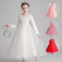 Girl Dresses Children's Dress 2024 Spring en Autumn Girl's Princess Korean Edition Walk Show Puff Wedding Evening Dres Dres