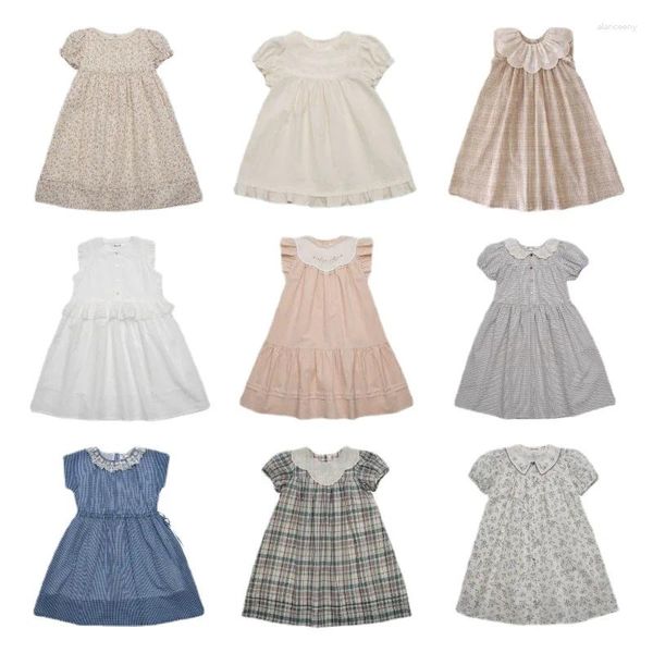 Vestidos de niña Vestido para niños Ins LOU Estilo palaciego Encaje bordado Verano Floral Suelto Cómodo Pastoral