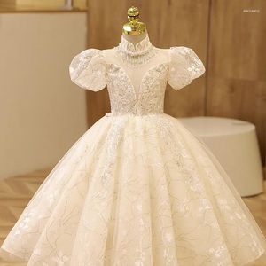 Vestidos de niña Vestido para niños Princesa 2024 Flor Boda Pequeño anfitrión Actuación de piano