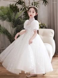 Girl Dresses Children's Piano Performance Dress Little Gastert Princess Birthday Party Flower White Veil
