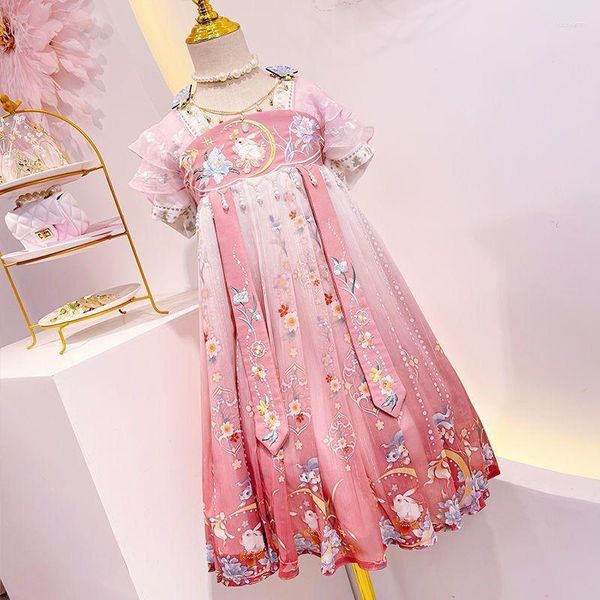 Vestidos de niña Hanfu chino vestido niñas año disfraz niños carnaval flor Hada Cosplay baile para niños 15T