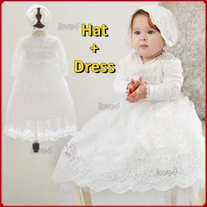 Robes de fille robe de baptême pour bébé fleur filles mariage fête blanche 1 an anniversaire baptême Pograph robe