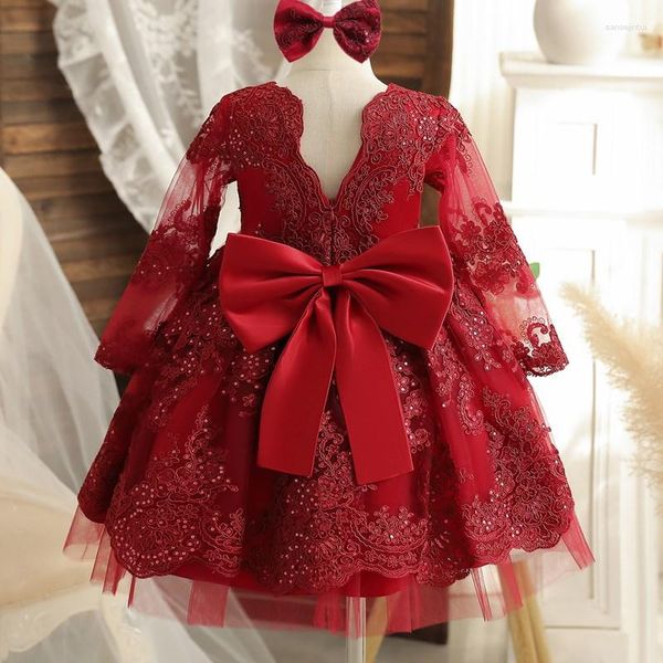 Robes de baptême de noël pour filles, en dentelle, princesse, robe de mariée pour fête d'anniversaire de 1ère année, pour enfants nés