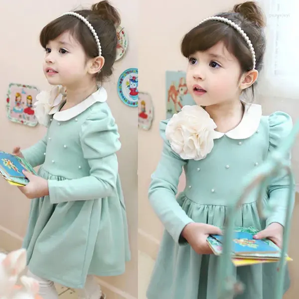 Robes de noël pour filles, vêtements pour bébés, automne hiver, manches longues, à volants, en coton, vêtements de princesse coréens, 2-7T