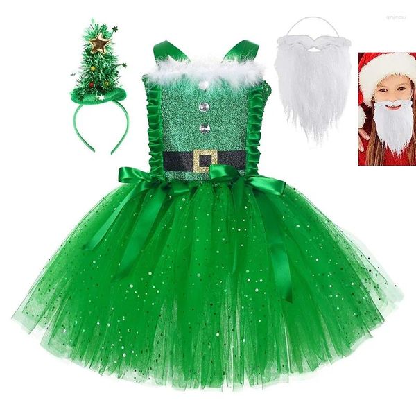 Robes de fille Costume elfe scintillant de Noël pour bébé Robe tutu de Noël