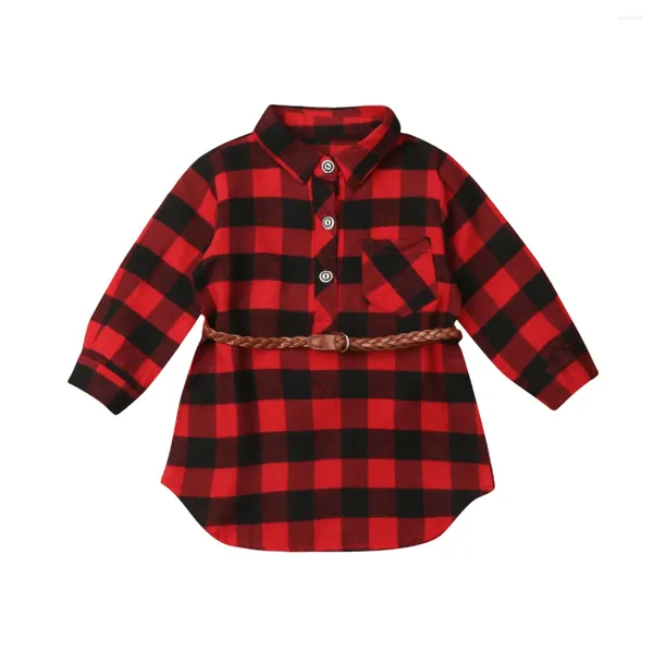 Vestidos de niña CitgeeChristmas Born Kids Baby Girls Plaid Princess Party Vestido de manga larga otoño primavera rojo ropa linda