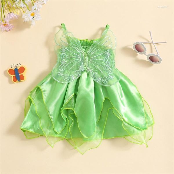 Robes de fille CitgeeSummer enfants enfant en bas âge bébé robe de princesse sans manches Costume de fête ailes vêtements verts