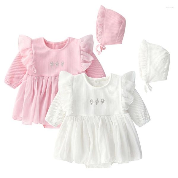 Fille Robes LIQUIDATION Printemps Bébé Fil Coton Dentelle Tutu Robe Avec Cap Infant Filles Blanc Princesse Mignon Né 3 m Cadeau BIG SA