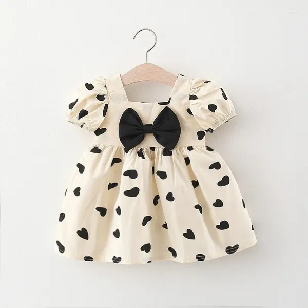 Robes d'été en coton pour filles de 0 à 3 ans, vêtements princesse cœur, 73 à 100, jolis vêtements pour enfants, rouge et noir