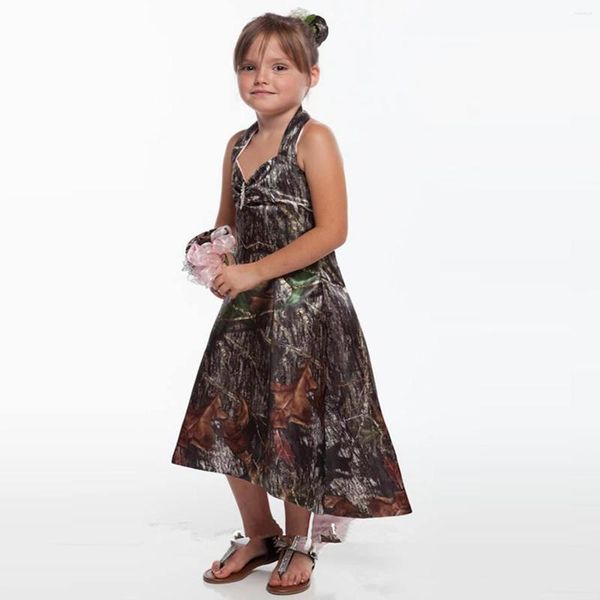 Vestidos para meninas personalizados realtree camuflado flor meninas 2022 festa camuflagem alta baixa comunhão criança vestidos de aniversário simples