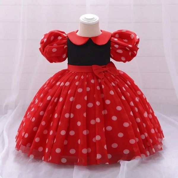 Robe fille mignonne bébé fille robe de Noël pour les enfants arc tulle tutu princesse de mariage anniversaire de mariage fête des costumes de Noël rouges