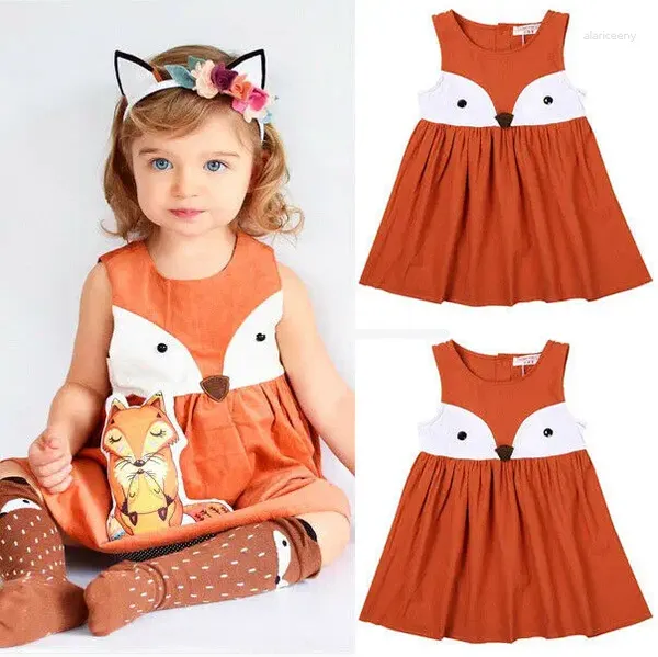 Robe d'été en forme de renard pour petites filles, tenue princesse sans manches, Tutu de mariage, vêtements de plage décontractés, pour enfants de 1 à 5 ans