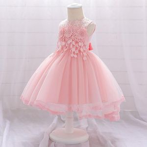 Robes de fille mignonnes rose rose bébé robe née les enfants de 1ère année de fête d'anniversaire broderie costume de fleur noix de costume de baptême