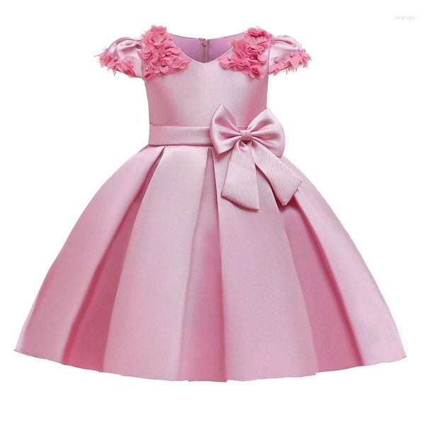Vestidos de niña lindo lazo grande vestido de niñas pequeñas Infantil elegante para fiesta de noche niños Boda de Princesa cumpleaños