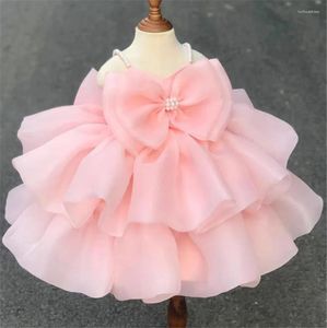 Robes de fille mignonnes, tenue de soirée princesse, rose, Tutu de noël pelucheux, vêtements pour bébé, fleur personnalisée à la main