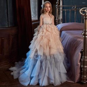 Robes de fille délicates faites à la main, à volants, couches bouffantes, en Tulle, robe de soirée de concours, robe de première Communion pour enfants, robes de bal, 2023