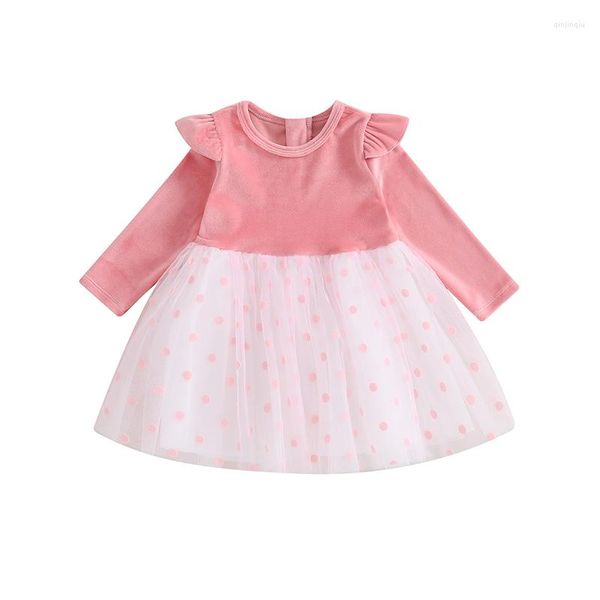 Vestidos de niña Douhoow Vestido de tutú de Terciopelo para niñas pequeñas Princesa Tul Manga Larga Fiesta de cumpleaños de Navidad Trajes de otoño e Invierno