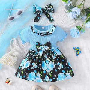 Robes de fille robe pour enfants 3-24 mois de style coréen mode manche courte mignonne princesse florale formelle née bébé né