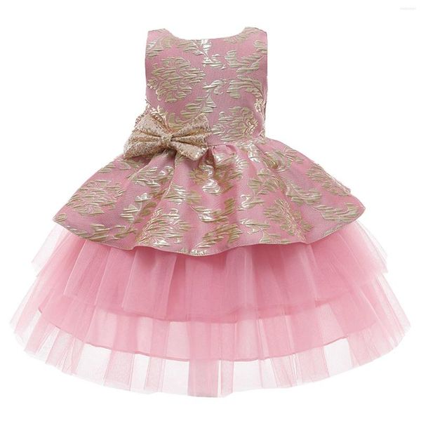 Fille Robes Robe Robe De Soirée Paillette Filles Bowknot Tulle Anniversaire De Mariage Princesse Pageant Chandail Melon Sapin Enfants 2ans