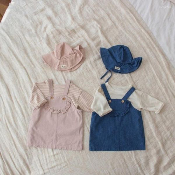 Fille Robes Robe Sans Manches Genou Longueur Pull Droit Solide Coton Régulier Mode Simple Doux Printemps Automne Enfants Filles