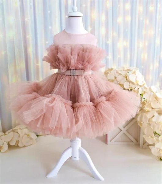 Robes de fille Dusty Pink personnalisé bébé anniversaire tenue Lolita Tutu fête des mères cadeau robe à fleurs première robe de communion enfant 1-14T