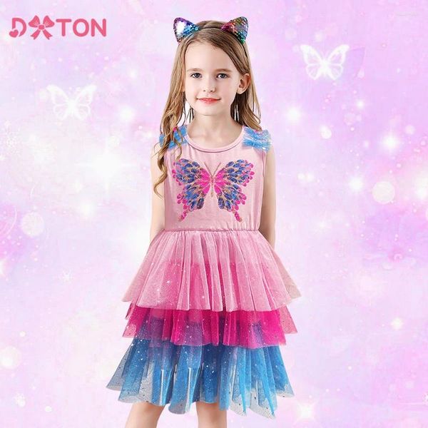 Robes de fille DXTON enfants été robe sans manches coloré enfants couches gâteau princesse papillon paillettes robes