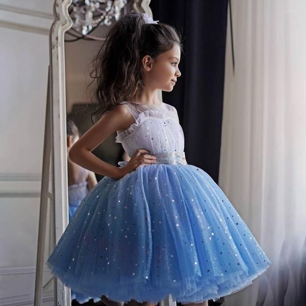 Vestidos de niña EACHIN, vestido de princesa de malla para niñas, vestido de baile sin mangas a la moda, ropa para niños, fiesta brillante, tul para adolescentes