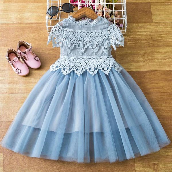 Vestidos de niña elegante Vestido de fiesta de noche niños encaje flor traje de boda 3 6 8T niñas cumpleaños princesa ropa año tul Vestido